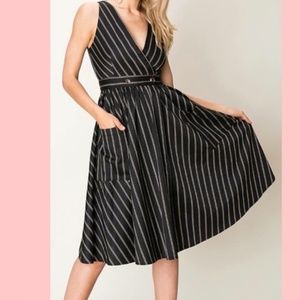 🤩SALE Hyfve Black Striped Dress Wrap Dress